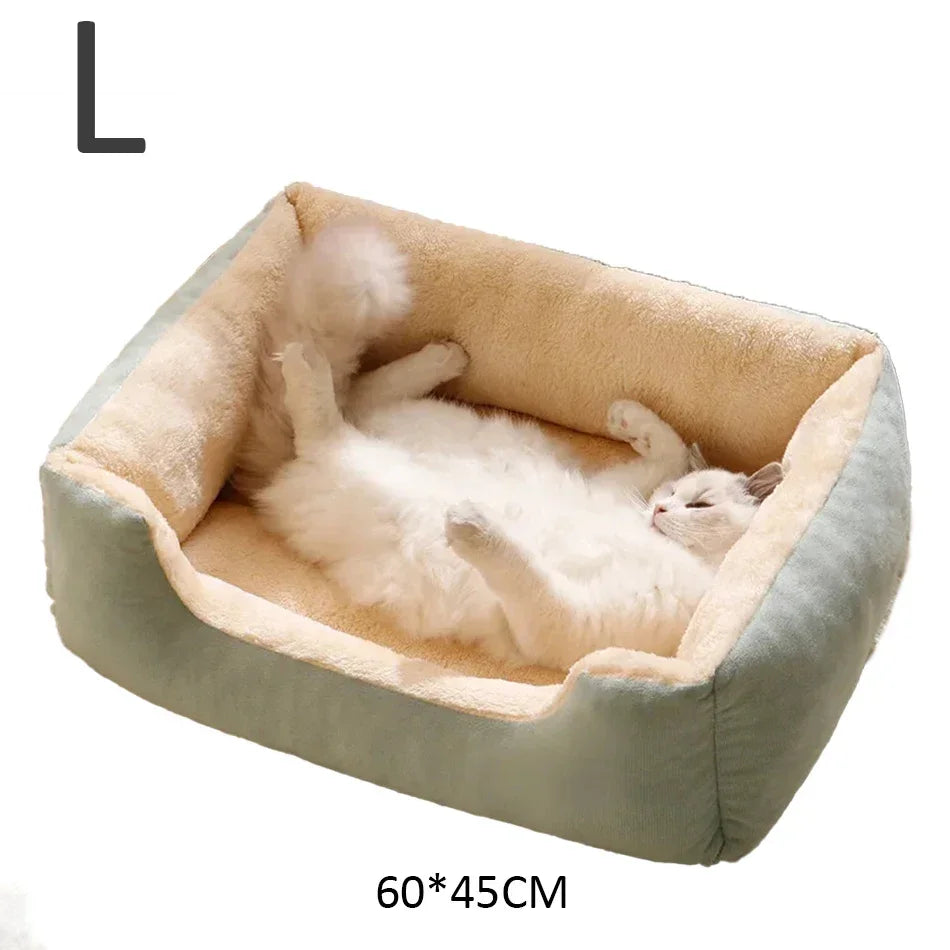 Soft Plush Pet Bed for Cats & Small Dogs – Cozy Warm Sleeping Cushion Basket House