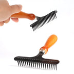 Pet Undercoat Rake Deshedding Tool | Wooden Handle Dog & Cat Grooming Brush