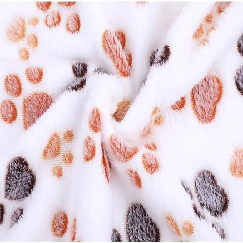 Soft Paw Print Pet Blanket for Dogs and Cats | Coral Fleece Warm Sleeping Pad All Seasons