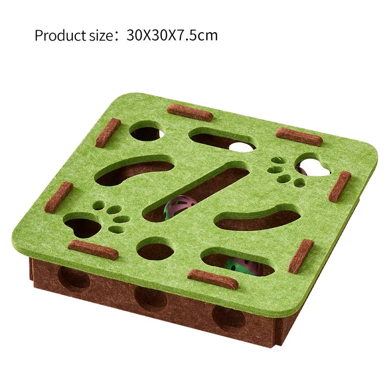 Interactive Cat Puzzle Toy – Felt Tunnel Maze Box with Bell Ball for Indoor Play