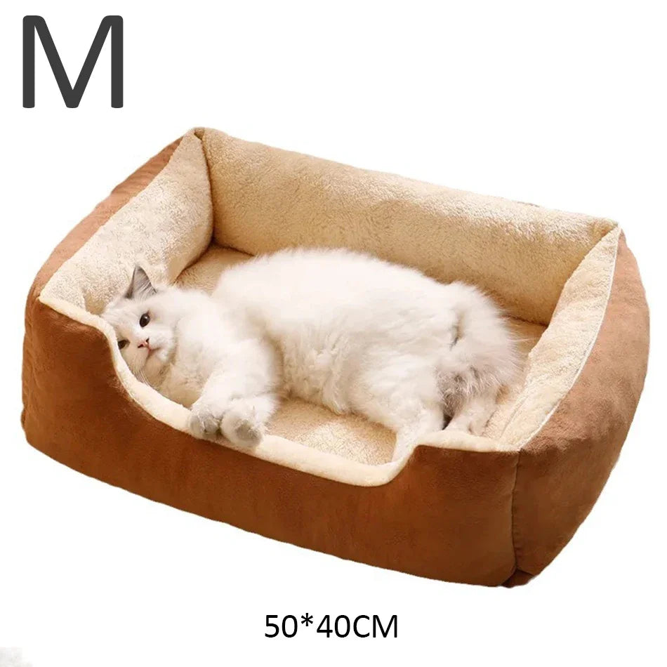 Soft Plush Pet Bed for Cats & Small Dogs – Cozy Warm Sleeping Cushion Basket House