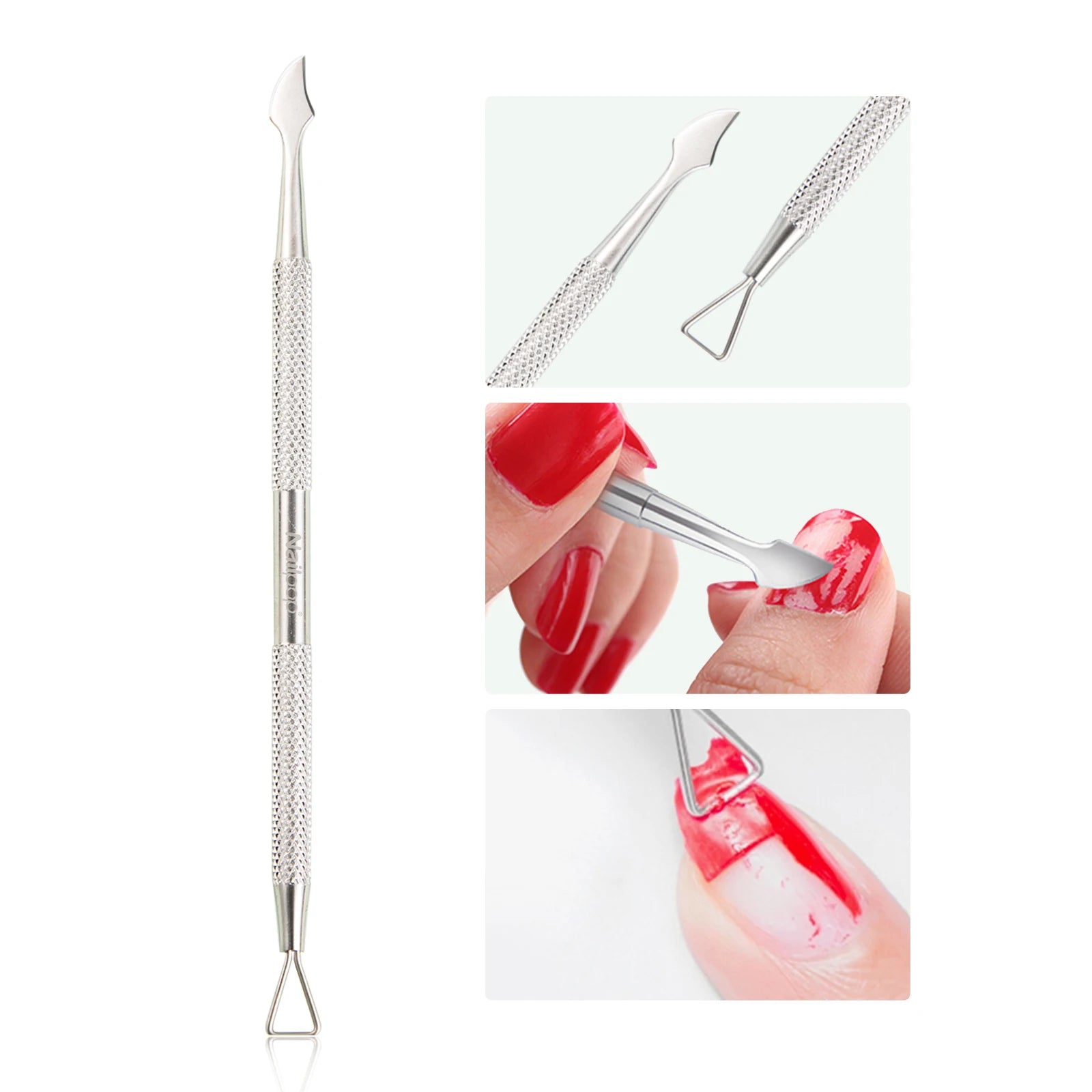Nailpop Stainless Steel Cuticle Pusher Tool – Professional Nail Cleaner for Manicure & Pedicure, Nail Care & Dead Skin Remover Kit (NT-001-C)