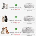 Soft Faux Fur Calming Donut Pet Bed for Cats & Dogs – Warm Washable Round Sleeping Cushion