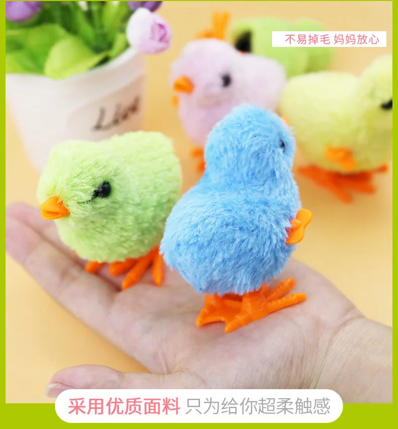 Wind Up Chicken Cat Toy Interactive Jumping Walking Plush Toy for Cats