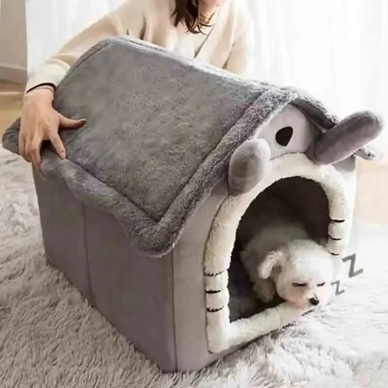 Indoor Warm Dog House Tent Bed for Small Dogs & Cats – Removable Washable Cushion All-Season Pet Kennel