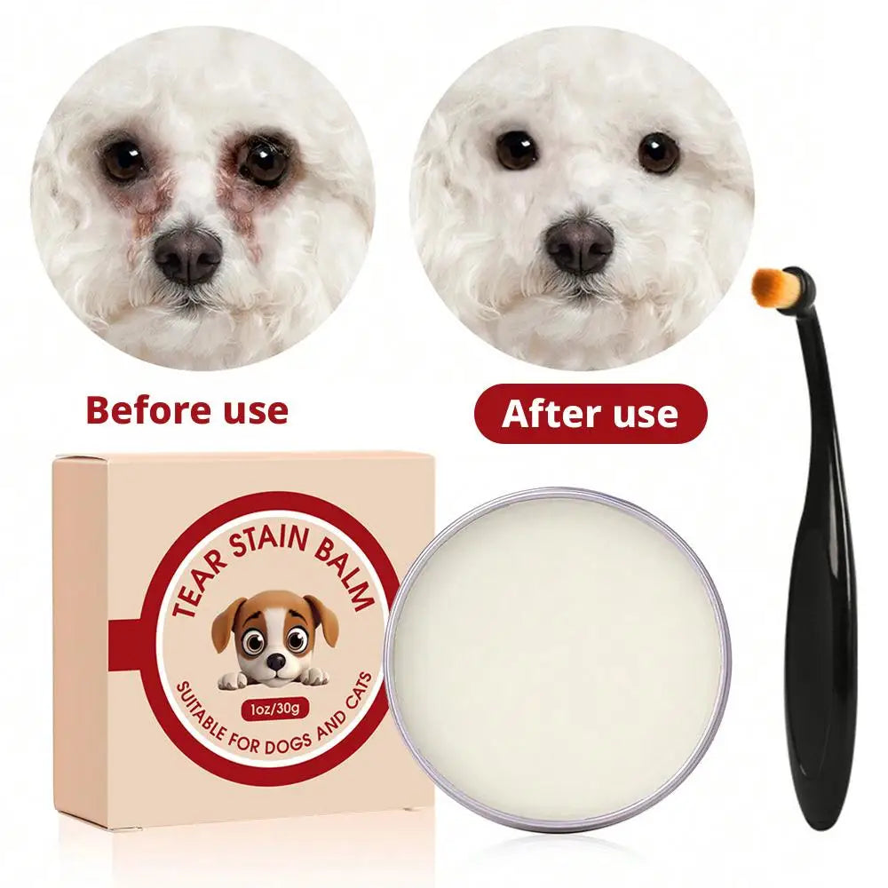Pet Tear Stain Remover Paste for Dogs and Cats – Gentle Eye Cleaner and Eye Booger Remover with Soft Brush
