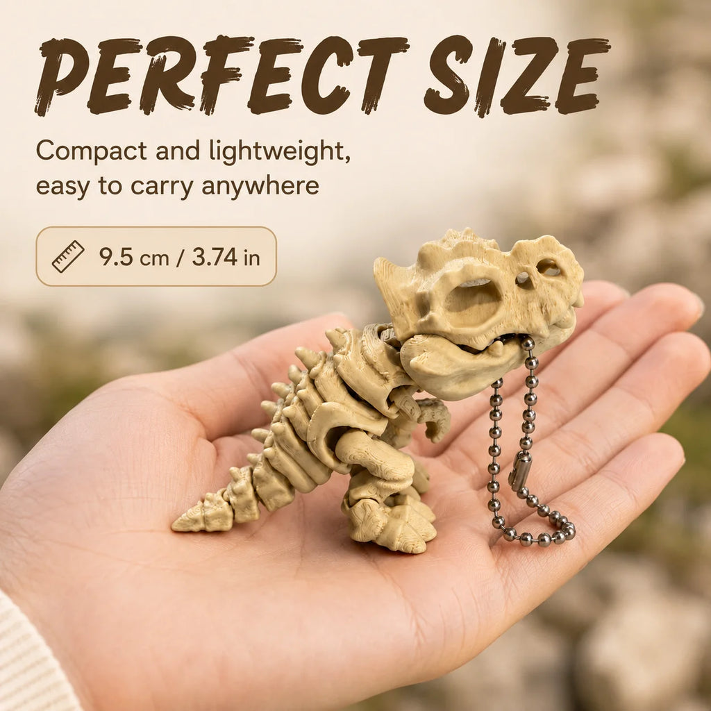3D Printed T-Rex Skeleton Keychain – Articulated Dinosaur Fidget Model