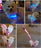 Adjustable LED Dog Harness Usb Rechargeable Flashing Night Safety No Pull Collars Harness For Small Medium Dogs Pets Arnes Perro