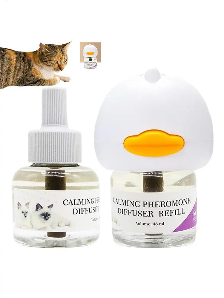 Cat Calming Pheromone Diffuser with Refill Liquids | Relaxing Stress Relief Aid for Indoor Cats EU/UK Plug