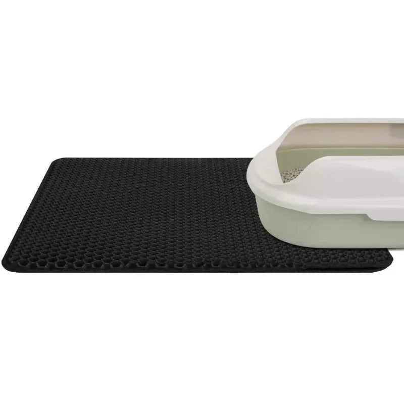 Non-Slip Waterproof Double Layer Cat Litter Mat – Washable Pet Litter Catcher Pad for Clean Home