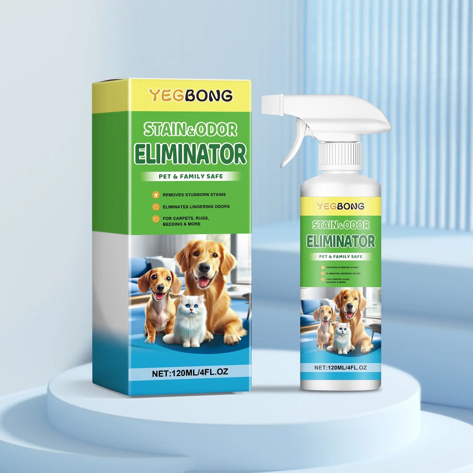 Pet Stain & Odor Remover Spray for Dogs and Cats – Deep Cleaning Urine Stain & Odor Eliminator 120ml