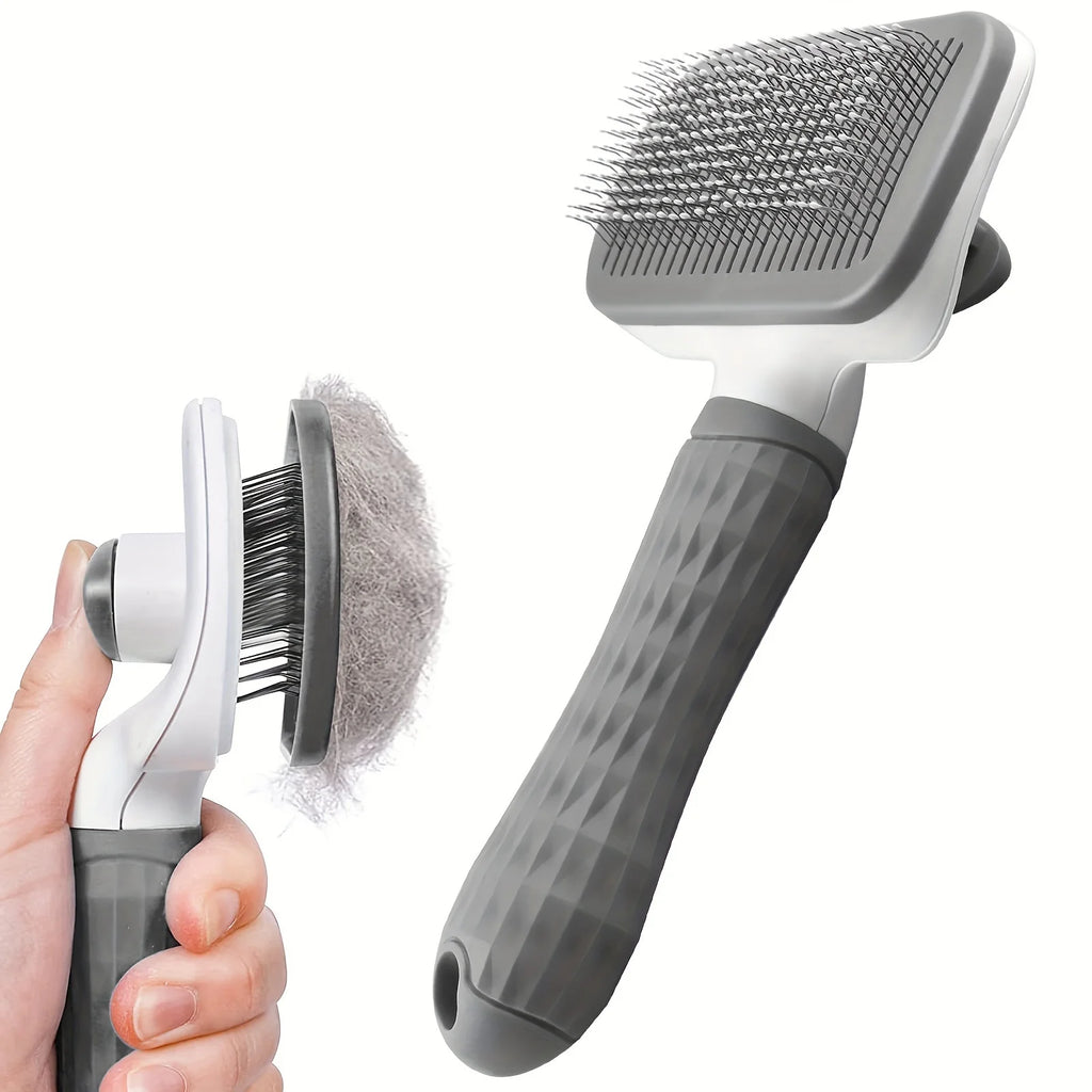 Pet Grooming Brush Self Cleaning Slicker Comb for Dogs Cats - Stainless Steel Needle Deshedding Tool Remove Floating Hair Knots