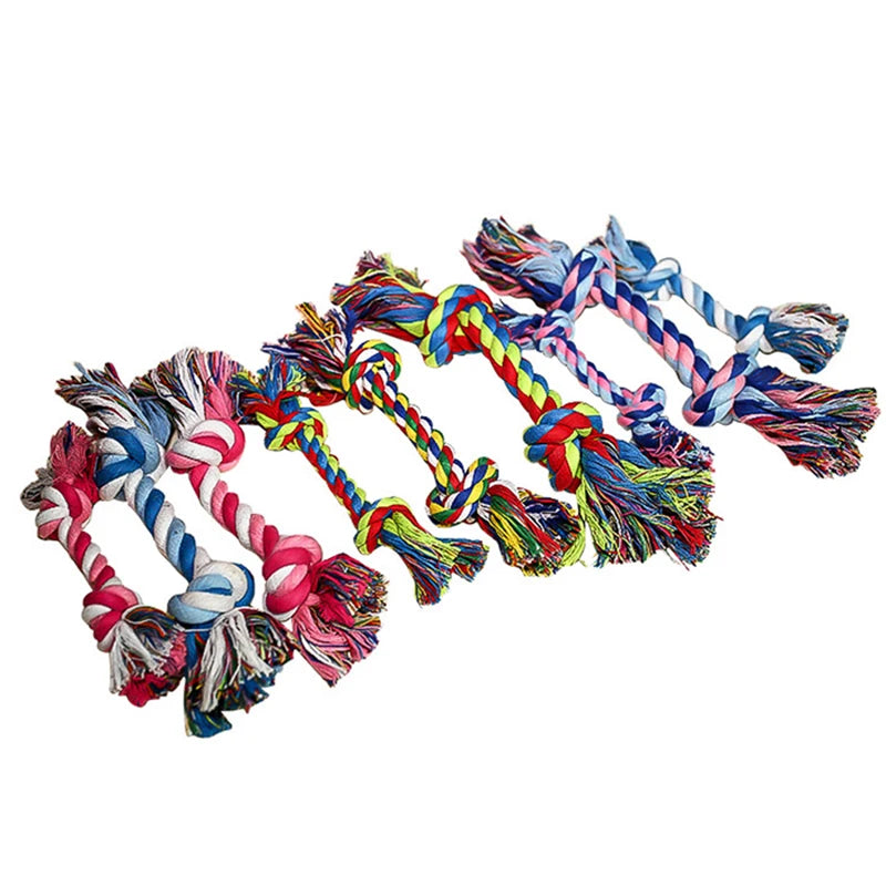Random Color Double Knot Cotton Rope Dog Chew Toy for Puppies and Small Dogs