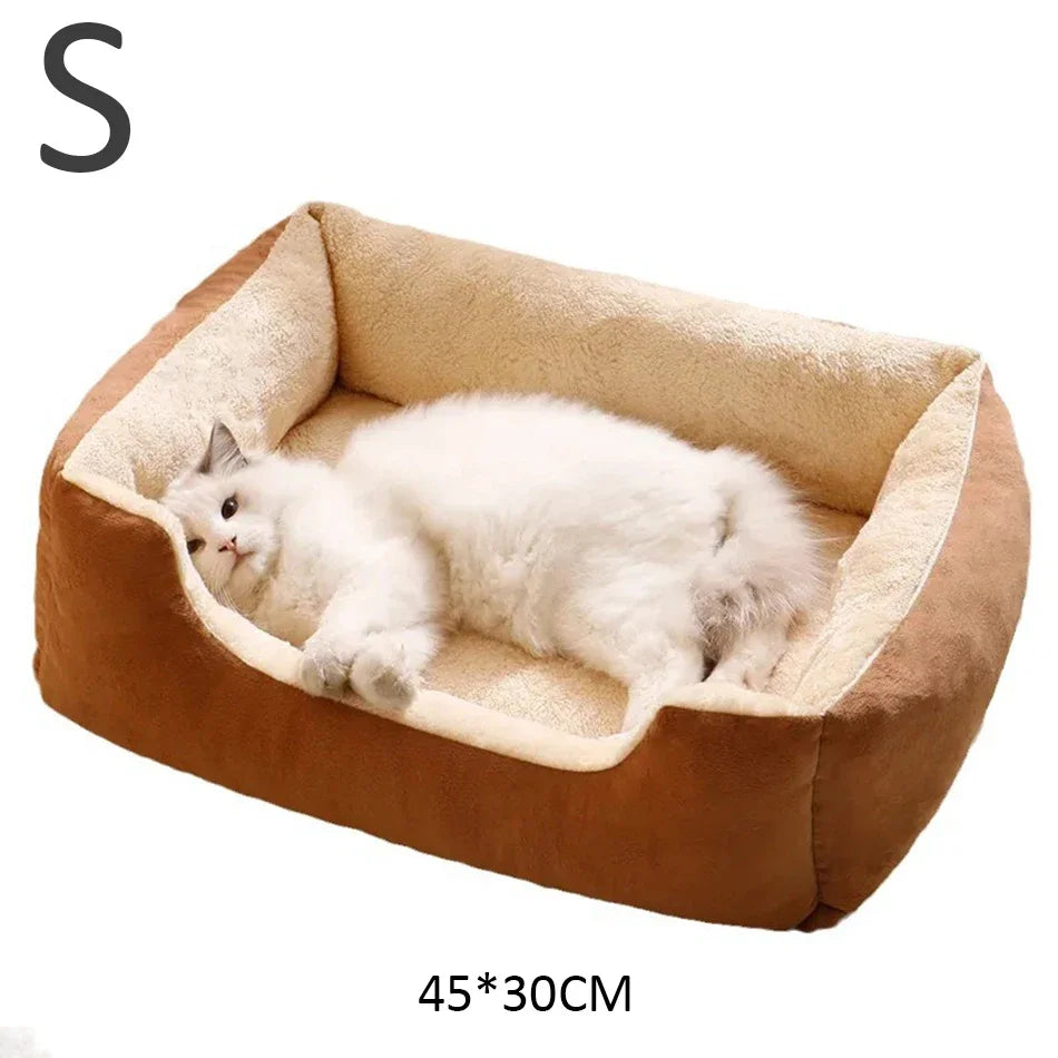 Soft Plush Pet Bed for Cats & Small Dogs – Cozy Warm Sleeping Cushion Basket House
