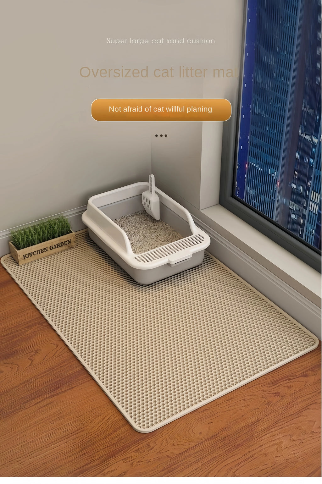 Waterproof Double Layer Cat Litter Mat – Honeycomb EVA Litter Trapping Mat, Non-Slip Washable Pet Toilet Floor Protector