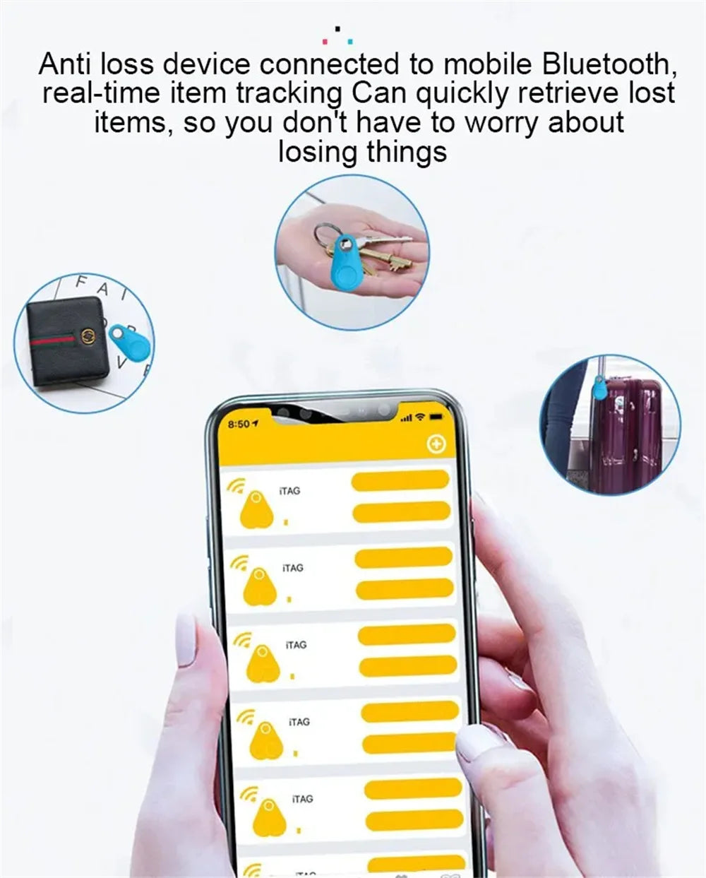 GPS Tracker Mini Smart Anti-Lost Bluetooth Finder for Pets Kids Bags Keys Wallet | Wireless Locator and Selfie Remote