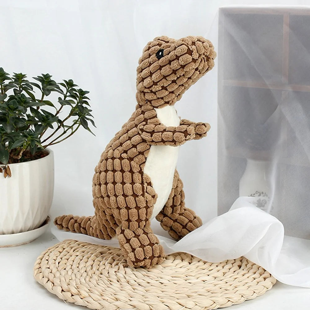 Plush Dinosaur Dog Toy with Squeaker – Interactive Chew Toy for Small Dogs & Cats