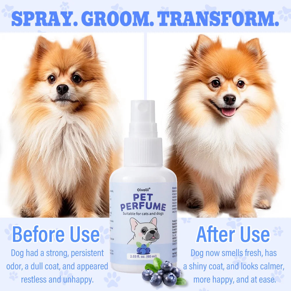 Pet Perfume Spray for Dogs and Cats | Plant-Based Long Lasting Deodorizing Floral Fruit Fragrance