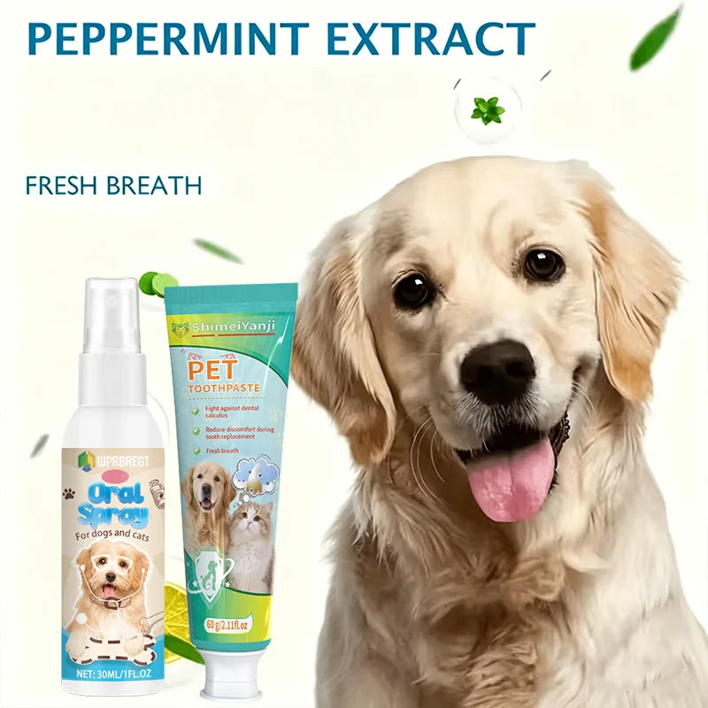 Pet Toothpaste & Mouth Spray Set – Dental Care, Fresh Breath & Teeth Cleaning for Dogs and Cats