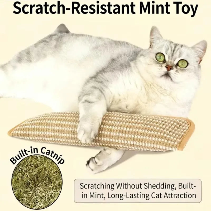 Interactive Cat Scratcher Toy with Catnip Pillow – Sisal Scratching Post, Claw Grinder & Chew Bite Toy for Kittens and Indoor Cats