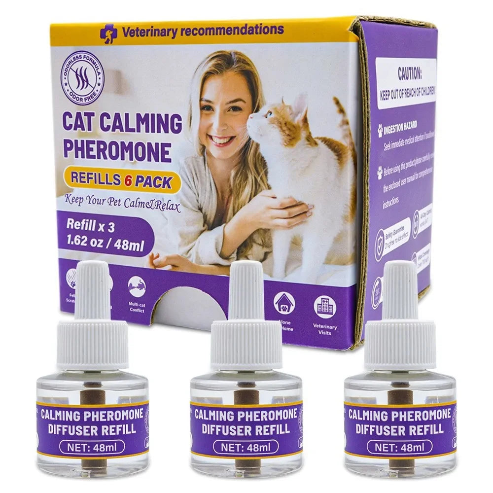 4-in-1 Pet Pheromone Diffuser for Cats andDogs | Electric Stress Relief & Calming Odorless Diffusion Set