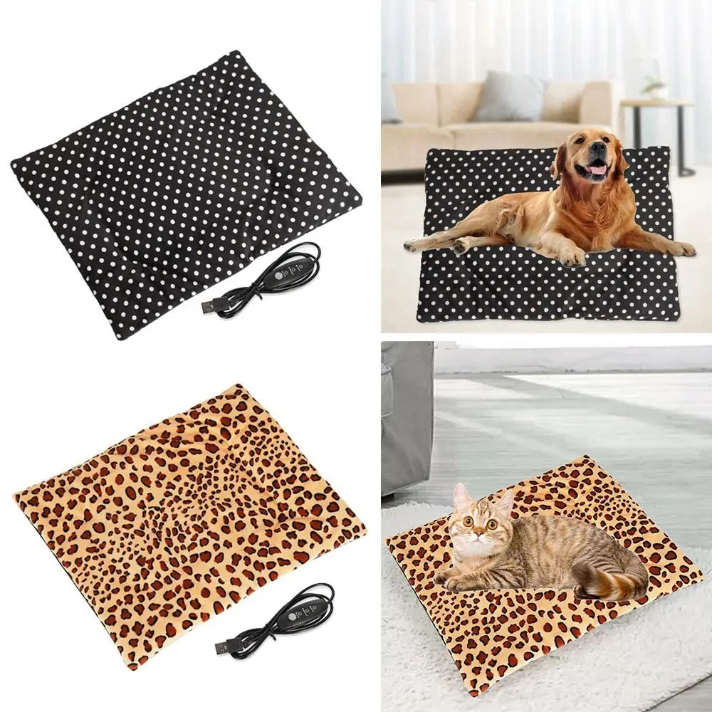 USB Pet Heating Pad Soft Plush Electric Blanket for Dogs and Cats | Washable Warm Bed Mat for Winter Puppies and Kittens