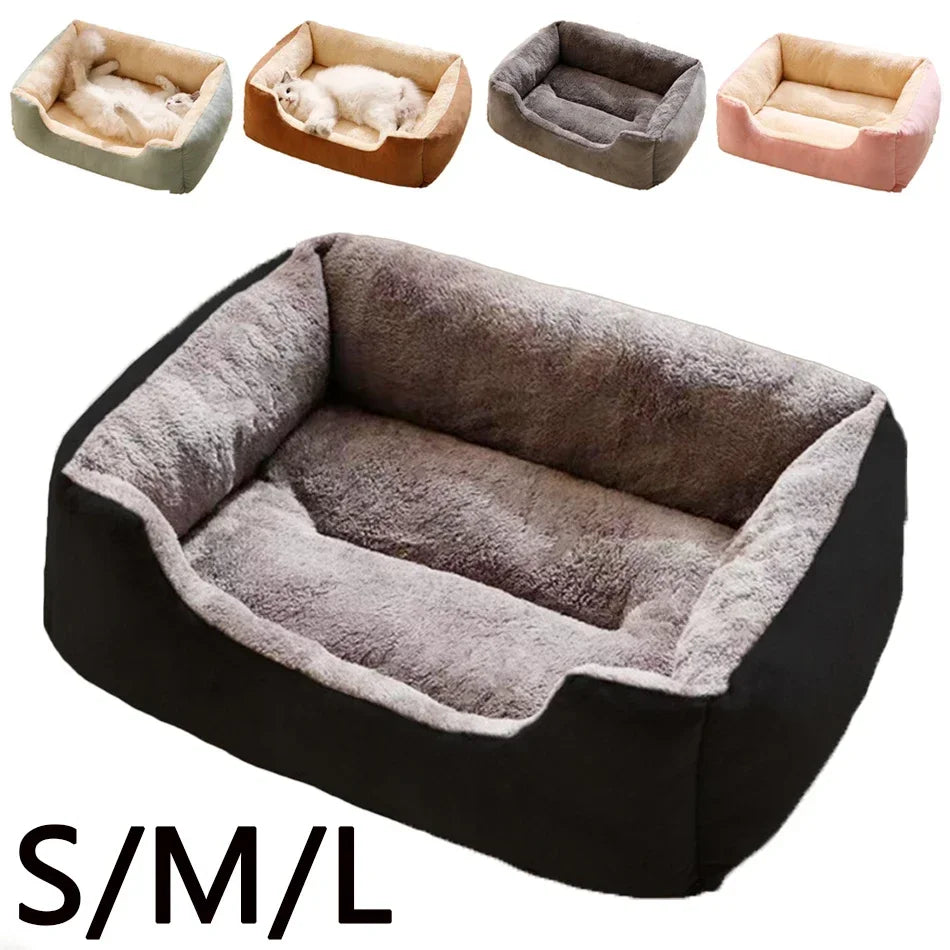 Soft Plush Pet Bed for Cats & Small Dogs – Cozy Warm Sleeping Cushion Basket House