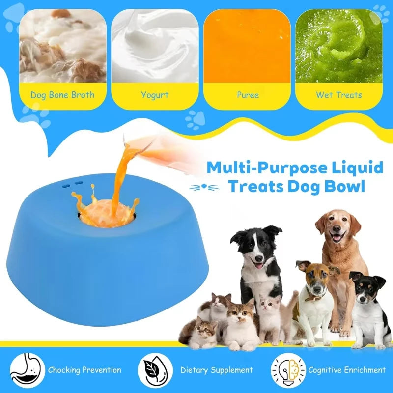 Slow Feeder Lick Bowl for Dogs – Spill-Resistant Lick Mat with Rolling Ball