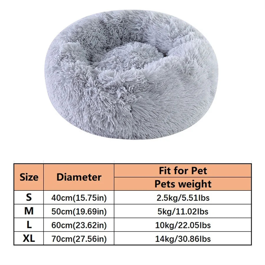 Soft Faux Fur Calming Donut Pet Bed for Cats & Dogs – Warm Washable Round Sleeping Cushion
