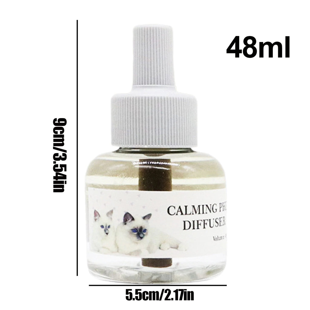 Cat Calming Pheromone Diffuser with Refill Liquids | Relaxing Stress Relief Aid for Indoor Cats EU/UK Plug
