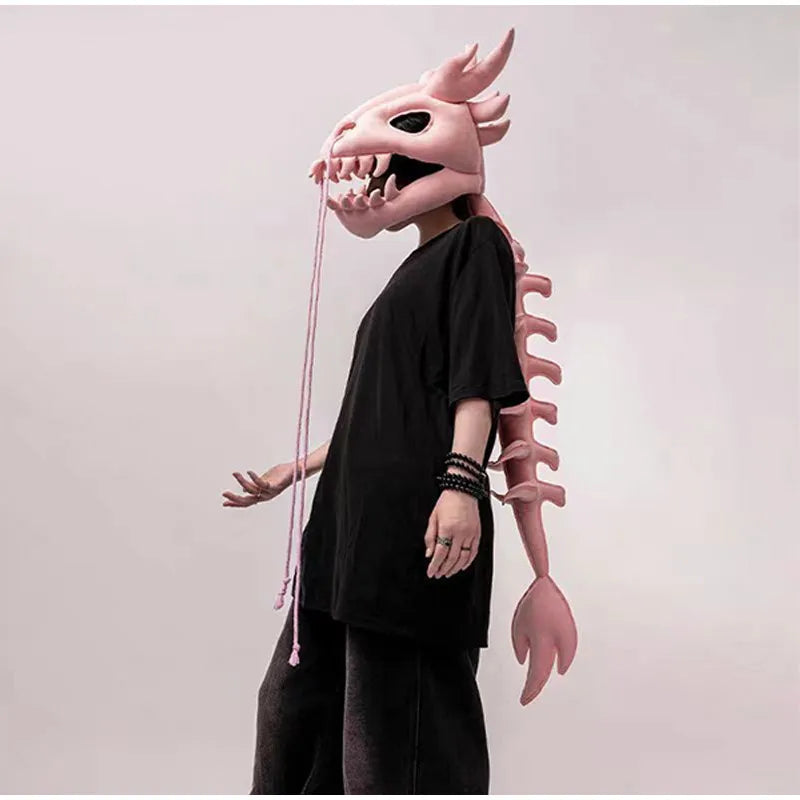 Funny T-Rex Skeleton Plush Hat – Dinosaur Bone Fossil Costume Headwear