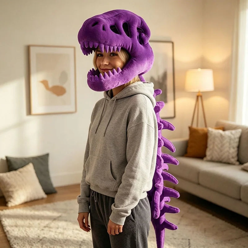 Funny T-Rex Skeleton Plush Hat – Dinosaur Bone Fossil Costume Headwear