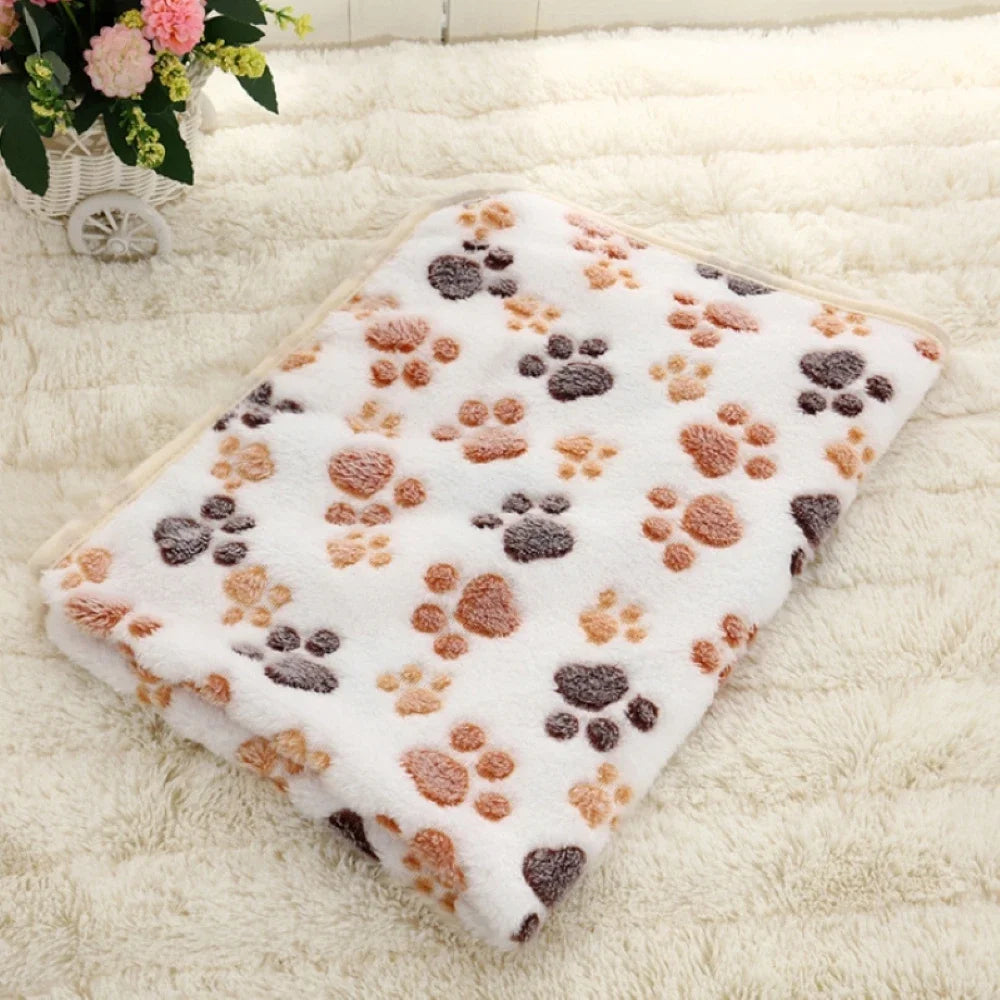 Soft Paw Print Pet Blanket for Dogs and Cats | Coral Fleece Warm Sleeping Pad All Seasons