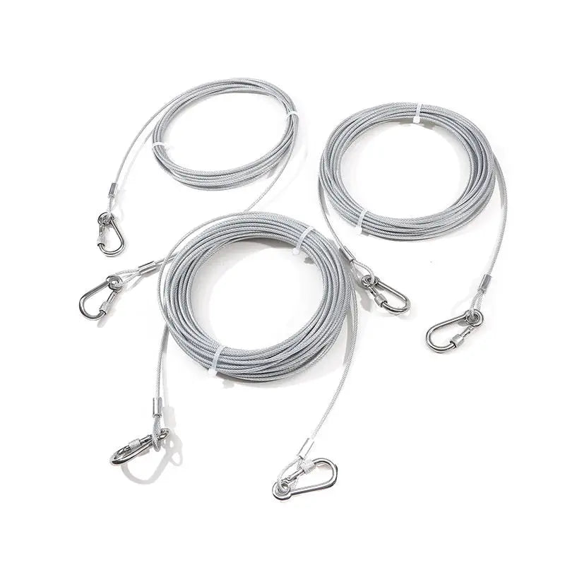 Double-Headed Dog Tie Out Cable Leash – Heavy Duty Steel Wire Outdoor Training Traction Rope
