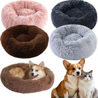 Warm Faux Fur Calming Donut Pet Bed for Cats & Small Dogs – Washable Plush Sleeping Cushion