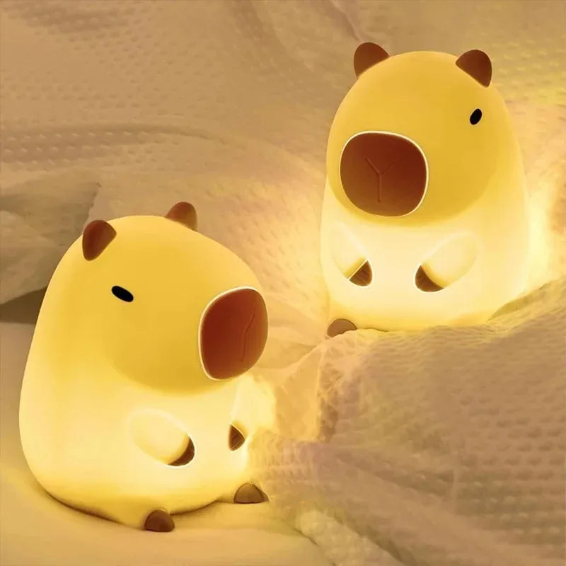Cute Capybara Night Light – Silicone LED Cartoon Bedside Lamp for Room Decor and Gift