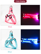 Adjustable LED Dog Harness Usb Rechargeable Flashing Night Safety No Pull Collars Harness For Small Medium Dogs Pets Arnes Perro