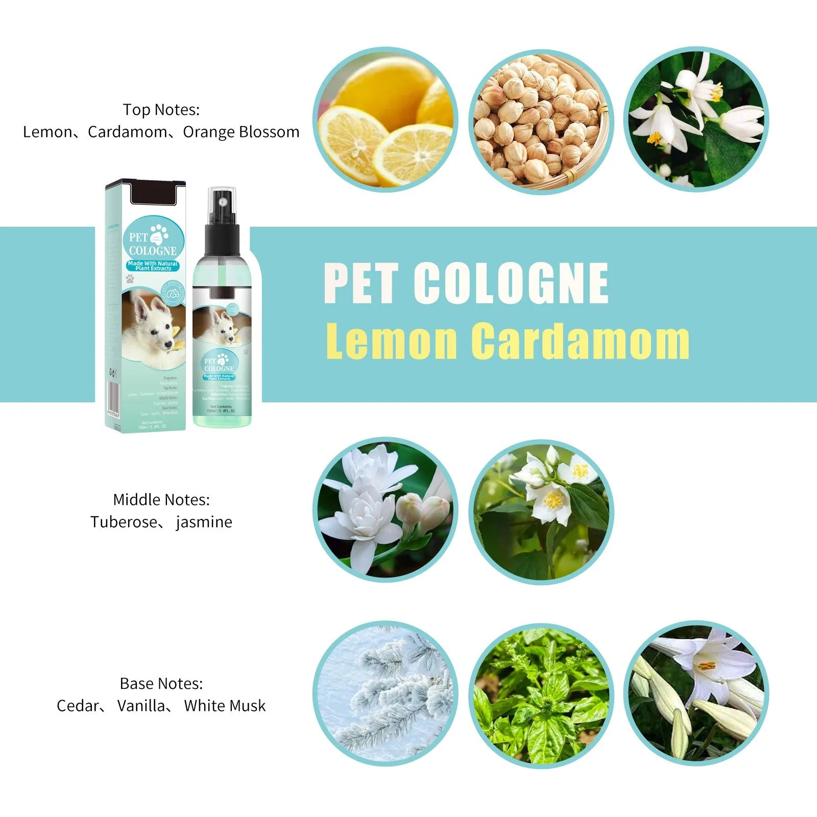 Pet Odor Eliminator Spray for Dogs and Cats – Long Lasting Deodorizing Perfume & Coat Freshener 100ml