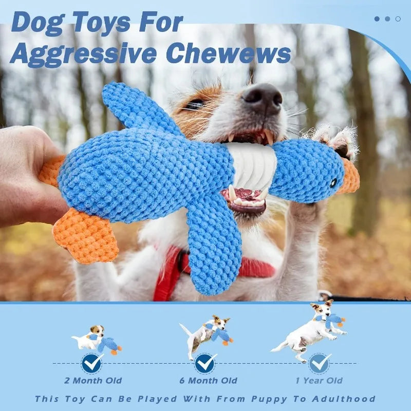 Interactive Plush Goose Dog & Cat Toy – Squeaky Chew & Tug Training Toy