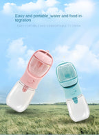 Portable Dog Water Bottle with Food Storage – Travel Feeder Bowl for Dogs & Cats