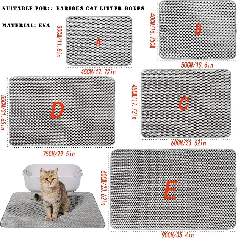 Double Layer Cat Litter Mat – Waterproof Non-Slip Litter Trapper Mat with EVA Honeycomb Design for Cat Litter Boxes