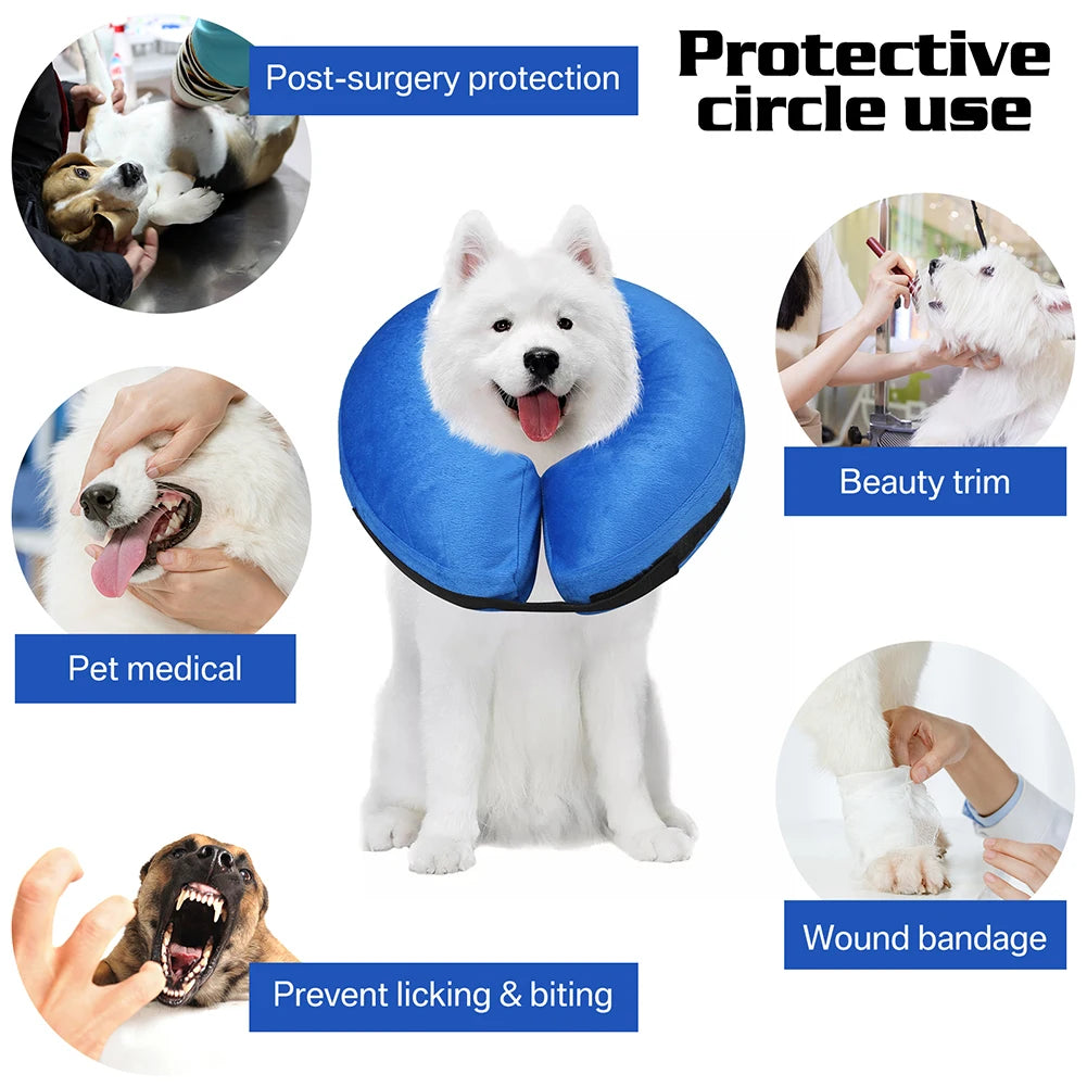 Inflatable Dog Recovery Collar – Soft Protective After Surgery E-Collar for Dogs and Cats