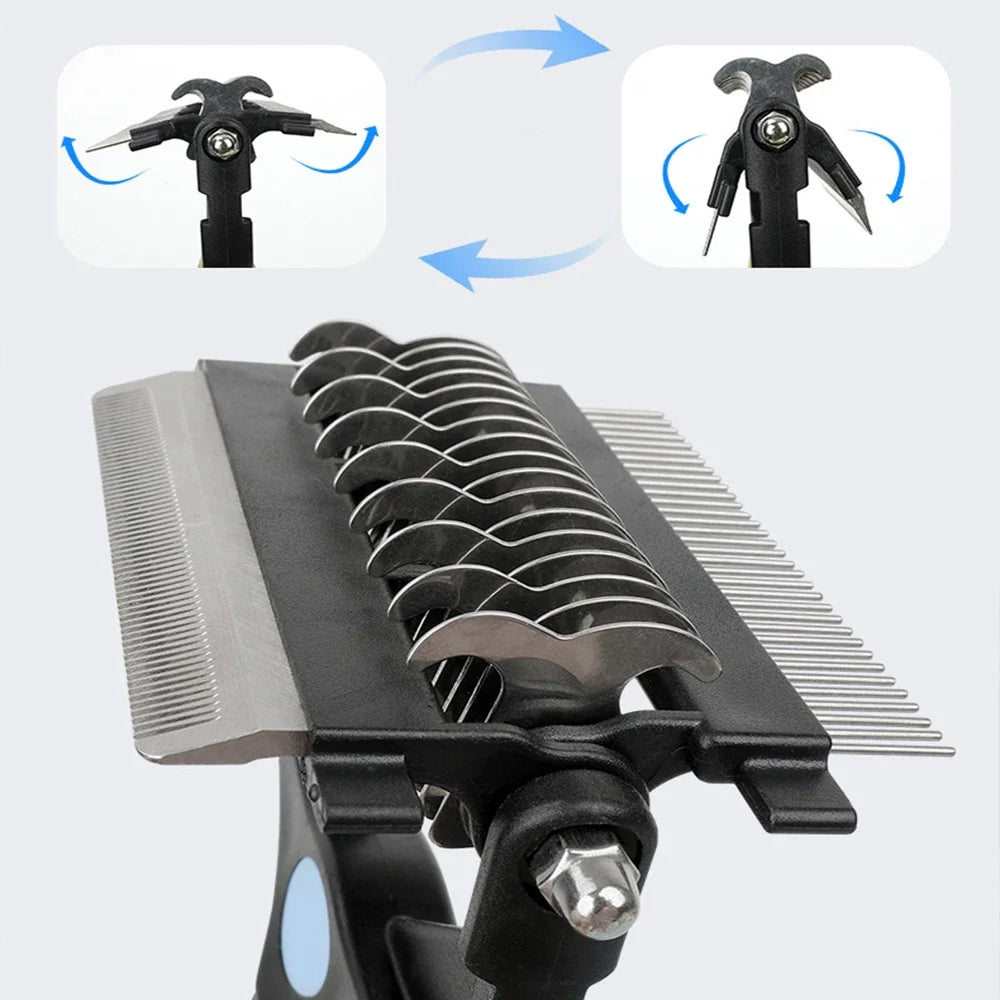 3-in-1 Pet Deshedding Brush | Dog & Cat Hair Remover, Knot Cutter & Grooming Comb
