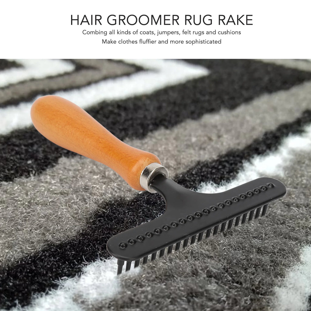 Pet Grooming Rake Brush for Cats & Dogs | Wooden Handle Deshedding Comb