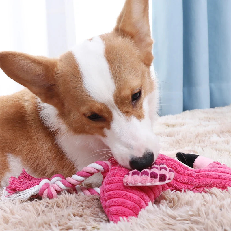 Animal Shape Squeaky Plush Dog Toy – Bite Resistant Corduroy Chew Toy for Small and Large Dogs