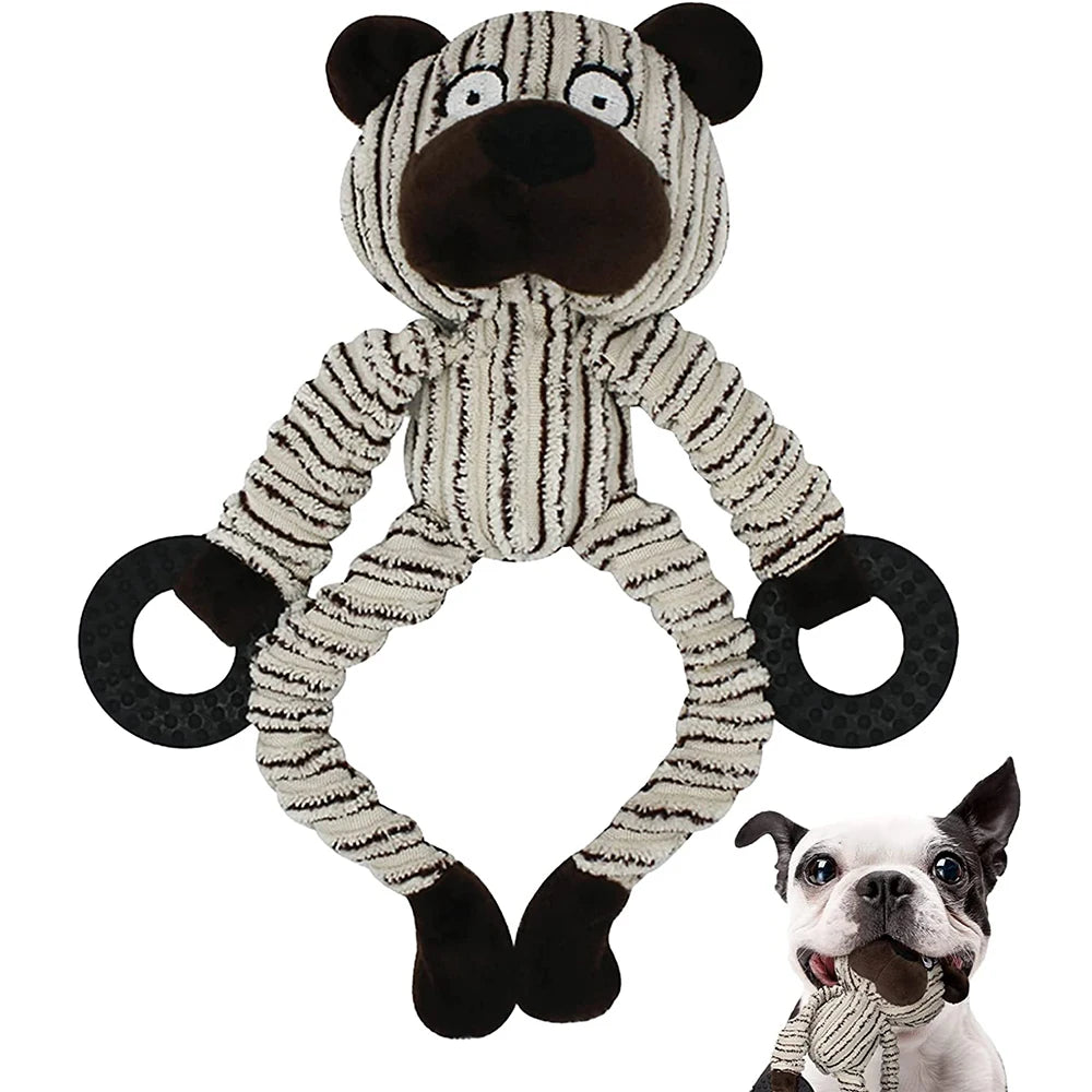 Squeaky Plush Puppy Toy – Cute Monkey Chew Toy for Teething, Training & Interactive Play