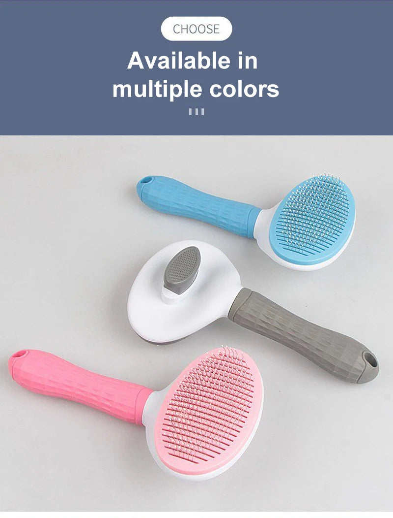 Dog & Cat Grooming Brush – Stainless Steel Pet Hair Remover & Deshedding Comb