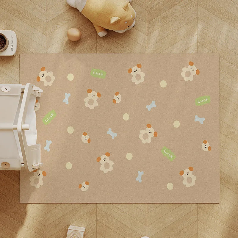 Cute Cartoon Waterproof Pet Floor Mat – PVC Anti-Scratch Dog & Cat Rug