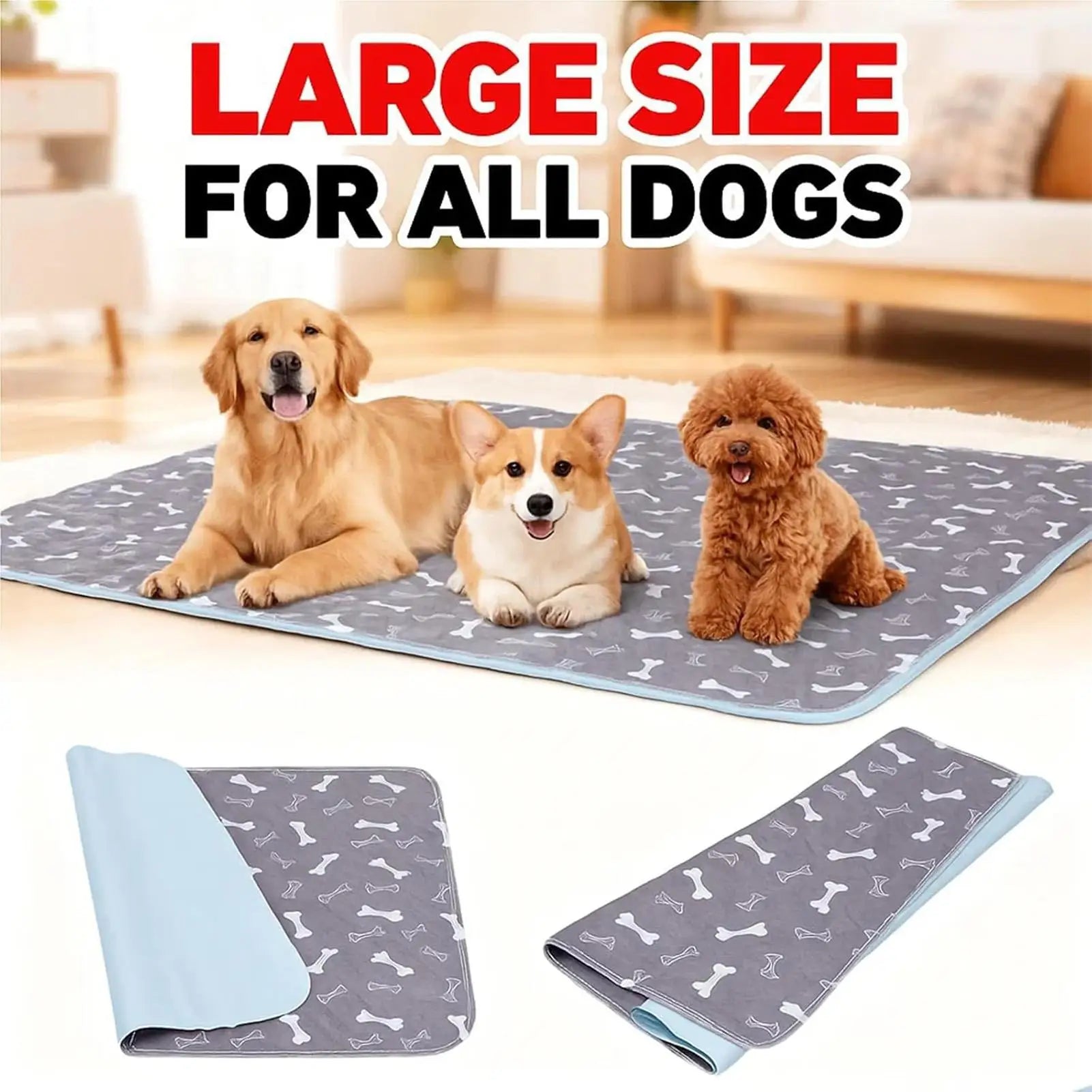 Reusable Puppy Pee Pad 60×40cm | Leak-Proof Absorbent Dog and Cat Training Mat for Home and Travel