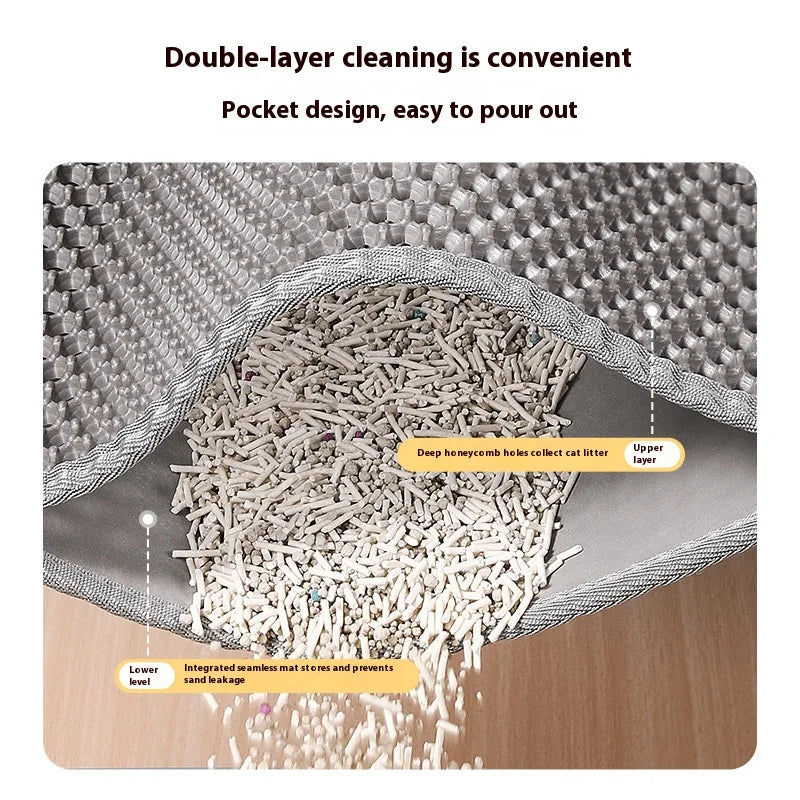 Premium 2-Layer Cat Litter Mat – Waterproof EVA Litter Trapping Mat with Non-Slip Base for Indoor Cats and Kittens
